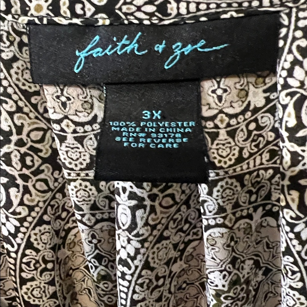 Faith & Zoe Black & White& brown &  Gray   Patterned Blouse 3x and bl - Picture 2 of 6